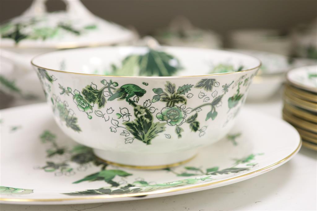 A Coalport Cathay peony pattern green dinner service for twelve settings